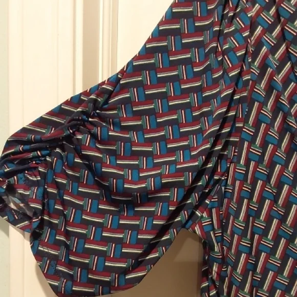 New Jessica Howard Navy/Multi Midi Dress 16W. PLUS. Side Pockets, Back Zip - Picture 5 of 6